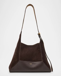 Сумка-хобо из замши и кожи с бриллиантами среднего размера Jimmy Choo, цвет Coffeegold prod275180286 | coffeegold