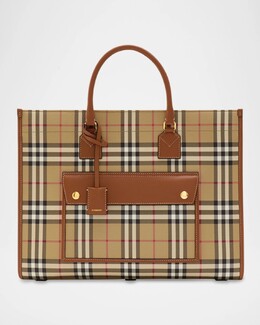 Клетчатая большая сумка Freya Burberry, цвет Vintage Check Briar Brown prod275300082 | vintage check briar brown