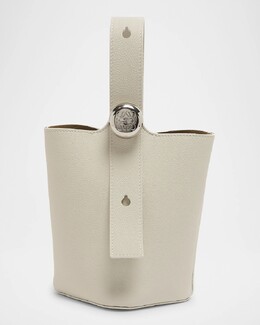 Миниатюрная кожаная сумка-мешок Pebble Loewe, цвет Soft White prod275470049 | soft white