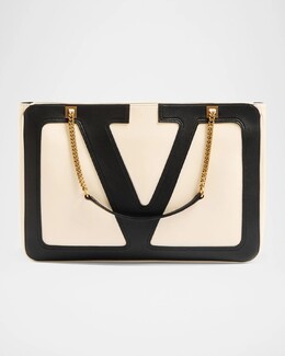 Кожаная большая сумка Viva Superstar среднего размера Valentino Garavani, цвет Butter White Nero prod275490470 | butter white nero