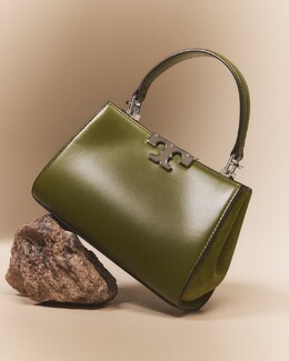 Миниатюрная сумка-саквояж Eleanor из кожи и замши Tory Burch, цвет Matcha Green prod275460299 | matcha green