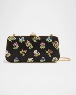 Клатч Carry Secrets Little Flower Satin Minaudiere Valentino Garavani, цвет Nero Multicolor prod275490280 | nero multicolor