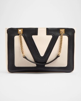 Маленькая кожаная большая сумка Viva Superstar Valentino Garavani, цвет Butter White Nero prod275490752 | butter white nero