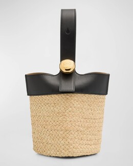 Сумка-ведро Mini Anagram Pebble из рафии Loewe, цвет Natural/Black prod273260360 | natural/black
