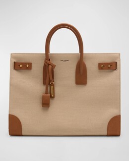 Мужская холщовая кожаная сумка Sac de Jour с верхней ручкой Saint Laurent, цвет Gold Blue prod270310881 | gold blue