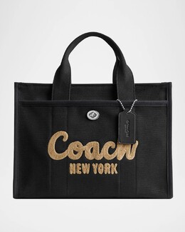 Холщовая большая сумка-тоут с логотипом Coach, черный prod268840060 | black