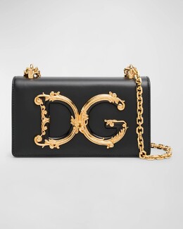 Кожаная сумка через плечо Barocco Phone Dolce & Gabbana, цвет Nero prod275670178 | nero