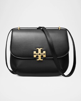 Кожаная тонкая сумка через плечо Eleanor Saddle Tory Burch, черный prod275460527 | black