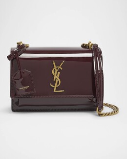 Маленькая сумка через плечо Sunset YSL из лакированной кожи Saint Laurent, темно-красный prod276040021 | dark red wine