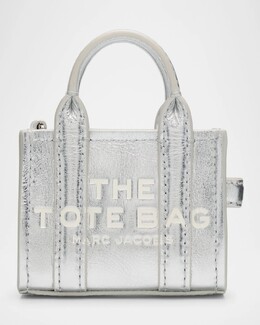 Кожаная сумка-тоут с эффектом металлик нано-подвеска Marc Jacobs, серебряный prod273800263 | silver