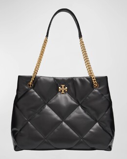 Кожаная большая сумка Kira Diamond Quilt Tory Burch, черный prod273970310 | black