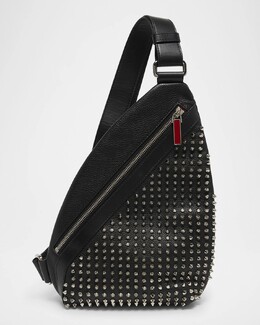 Мужская кожаная сумка-слинг Empire Spikes в стиле фанк Christian Louboutin, черный prod273980006 | black