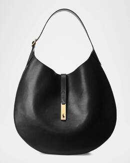 Большая сумка через плечо Polo ID из телячьей кожи Polo Ralph Lauren, черный prod276160251 | black