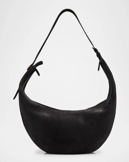 Замшевая сумка-хобо Augustina на молнии Khaite, черный prod276020306 | black