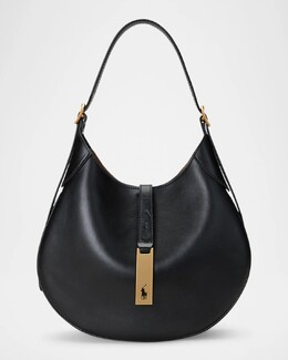 Маленькая спортивная кожаная сумка через плечо Polo Ralph Lauren, черный prod276160006 | black