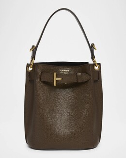 Миниатюрная сумка-мешок Audrey из зернистой кожи Tom Ford, хаки prod276510047 | dark khaki