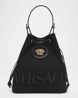 Холщовая сумка-ведро La Medusa на шнурке Versace, черный prod276540099 | black