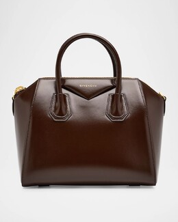 Маленькая кожаная сумка Antigona с верхней ручкой в ​​коробочке Givenchy, цвет Ebony Brown prod276540340 | ebony brown