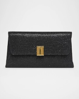 Клатч Nobile с клапаном из блестящей фактурной ткани Tom Ford, черный prod276510069 | black