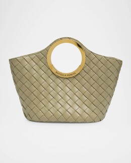 Маленькая кожаная сумка для пикника с верхней ручкой Bottega Veneta, цвет Travertine Muse prod272400136 | travertine muse