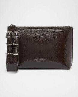 Маленькая сумка Voyou из блестящей мятой кожи Givenchy, цвет Ebony Brown prod276540437 | ebony brown