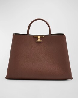 Сумка из телячьей кожи с верхней ручкой Tod's, цвет Mogano prod272690155 | mogano