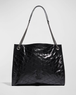 Сумка-тоут Niki Medium YSL Shopper из мятой кожи Saint Laurent, цвет Black prod244400659 | black