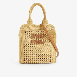 Сумка rete из рафии с верхней ручкой Miu Miu, цвет naturale/cognac r04263154 | naturale/cognac