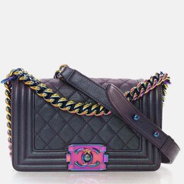 Chanel Boy Small Mermaid Purple Iridescent Goatskin Shoulder Bag 1207824