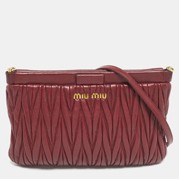 Miu Miu Red Matelasse Leather Frame Crossbody Bag 1208098