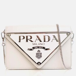 Prada Triangle Mini White Calfskin Shoulder Bag 1207827