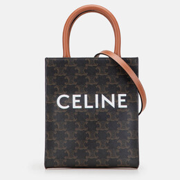 Celine Brown Mini Triomphe Coated Canvas Vertical Cabas Satchel 1207595