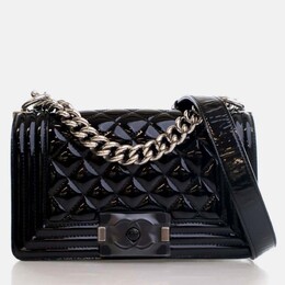 Chanel Boy Small Black Patent Leather Shoulder Bag 1207833