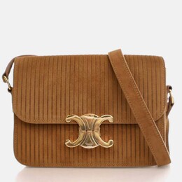 Celine Triomphe Teen Brown Suede Shoulder Bag 1207820