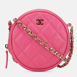 Chanel CC Quilted Caviar Round Clutch With Chain 1207461