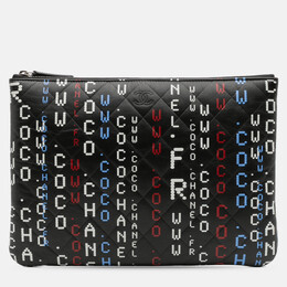 Chanel Black Medium Quilted Lambskin Data Center O Case Clutch 1207515