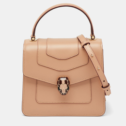 Bvlgari Beige Leather Serpenti Forever Small Top Handle Bag 1207062