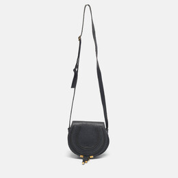 Chloe Dark Grey Leather Mini Marcie Saddle Crossbody Bag 1207145