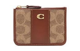 Coach Сумка-держатель для карт Mini Id Skinny Leather для документов, коричневая, женская ci185-b4nq4