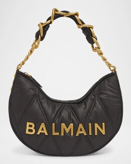 Сумка на плечо 1945 Moon из стеганого нейлона с сеткой Balmain, цвет Eaf Noirkaki prod276700191 | eaf noirkaki