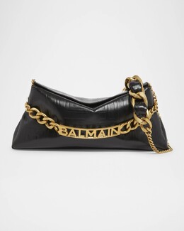 Сумка через плечо 1945 Pouch из мятой кожи с тиснением PB Balmain, цвет Noir prod276690021 | noir
