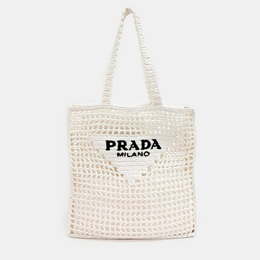 Prada White Raffia Shoulder Bag 1208336