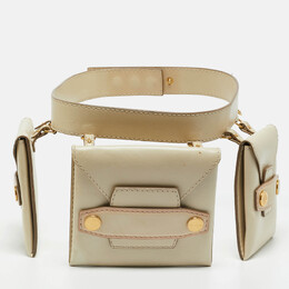 Stella McCartney Cream Faux Leather Trio Belt Bag 1208306