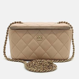Chanel Beige Leather Chanel Caviar Small Vanity Crossbody Bag 1208403