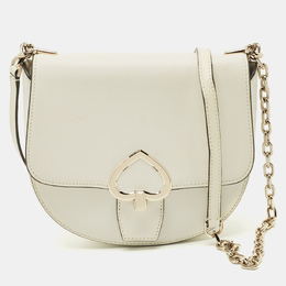 Kate Spade White Leather Robyn Saddle Crossbody Bag 1208204