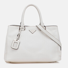 Prada White Vitello Daino Open Convertible Tote 1208226