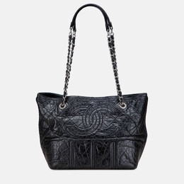 Chanel Black Distressed Calfskin Shopping In Moscow Tote 1208224