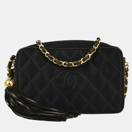 Chanel CC Tassel Black Satin Camera Bag 1208060