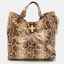 Michael Kors Brown Python Embossed Leather Uptown Astor Legacy Bag 1208101