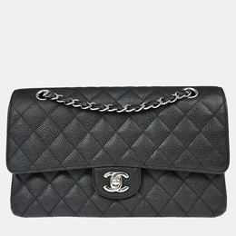 Chanel Classic Double Flap Medium Black Caviar Leather Shoulder Bag 1208081